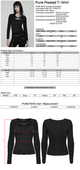 WT-1034TCF Gothic Buckle Strap Black Long Sleeve Punk T-Shirt